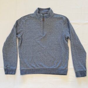 johnnie-O Navy Striped Zip-Up Sweater